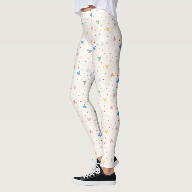 Colorful Mickey Mouse Icon and Dot Toss Pattern Leggings (Left)