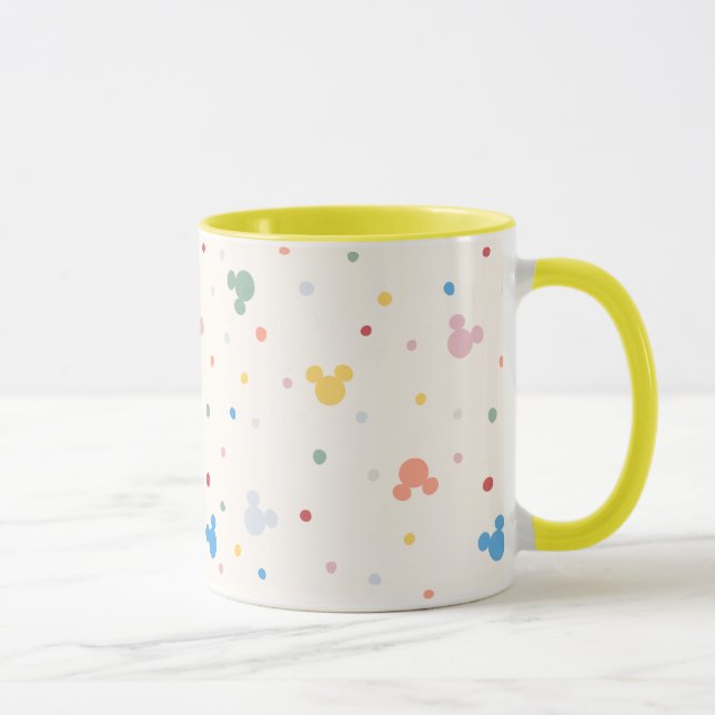Colorful Mickey Mouse Icon and Dot Toss Pattern Mug (Right)