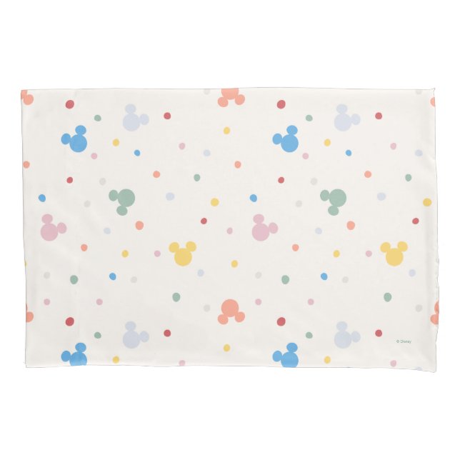 Colorful Mickey Mouse Icon and Dot Toss Pattern Pillowcase (Front)