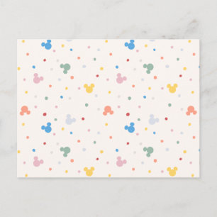 Colorful Mickey Mouse Icon and Dot Toss Pattern Postcard
