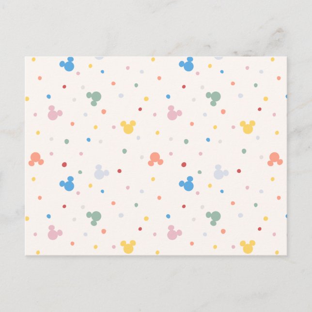 Colorful Mickey Mouse Icon and Dot Toss Pattern Postcard (Front)