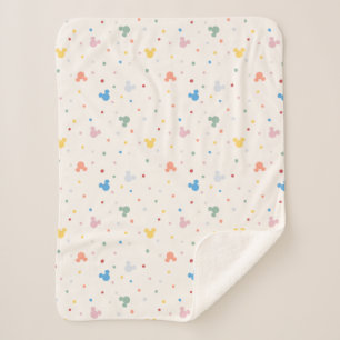 Colorful Mickey Mouse Icon and Dot Toss Pattern Sherpa Blanket