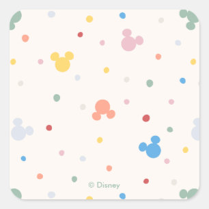 Colorful Mickey Mouse Icon and Dot Toss Pattern Square Sticker
