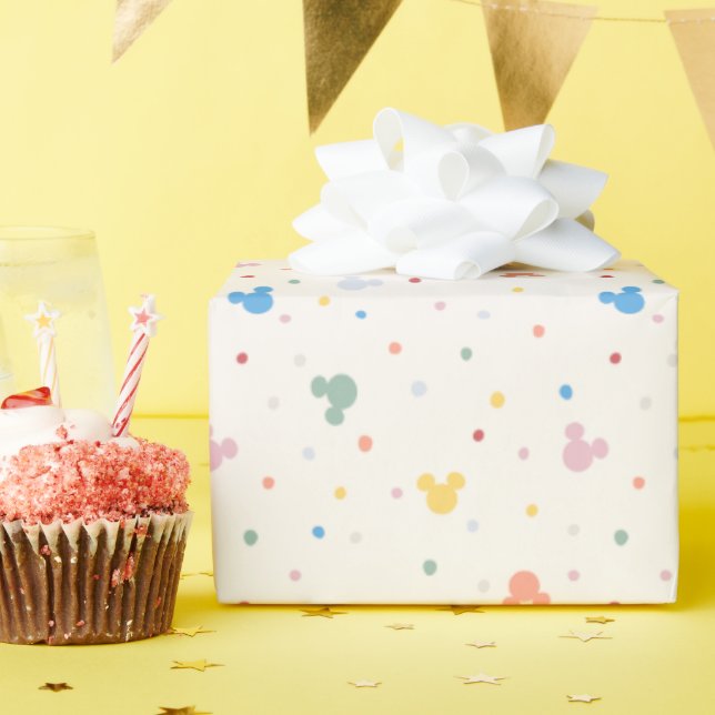 Colorful Mickey Mouse Icon and Dot Toss Pattern Wrapping Paper (Birthday Party)