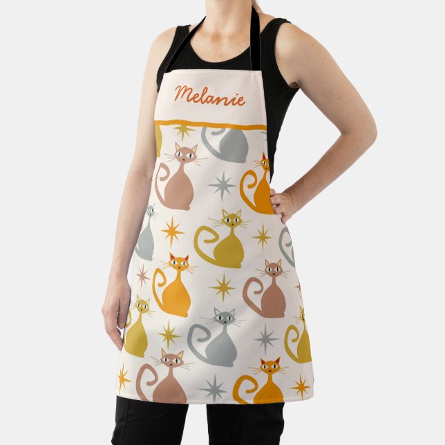 Colorful Mid Century Atomic Cats with Starbursts  Apron (Insitu)