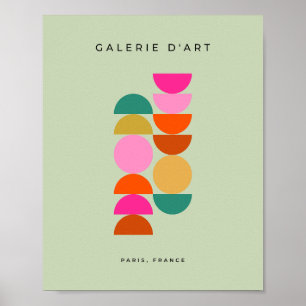 Colorful Mid Century Modern Geometric Green Poster
