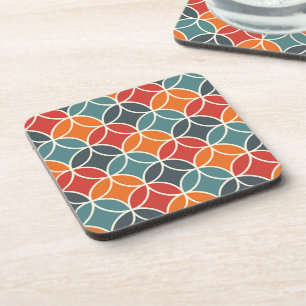 Colorful Mid-Century Modern Style Pattern Coaster
