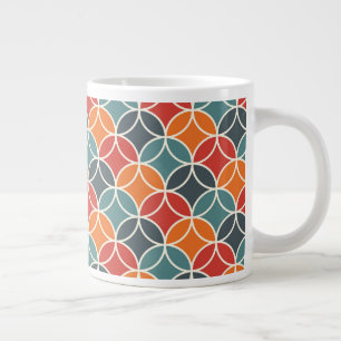 Colorful Mid-Century Modern Style Pattern Large Coffee Mug