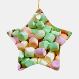 Colorful miniature marshmallow print ceramic ornament