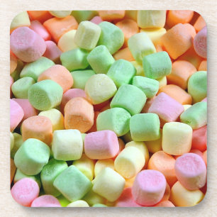 Colorful miniature marshmallow print coaster