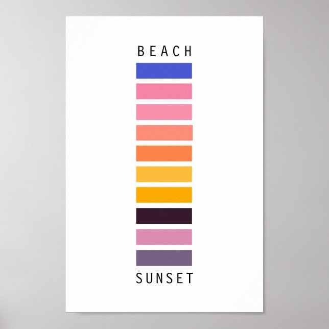 Colorful Minimalist Deconstructed Beach Sunset Poster (Front)