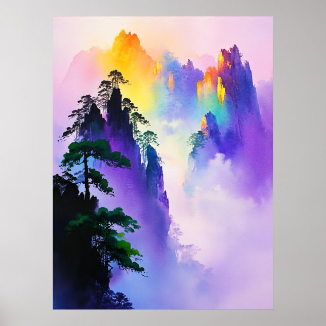 Colorful misty mountain 🌈🌄 poster (Front)