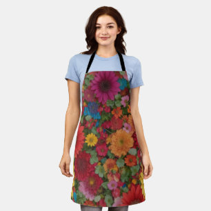 Colorful Mixed Flowers Apron
