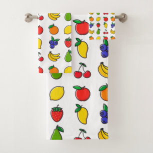 Colorful Mixed Fruit Pattern Bath Towel Set