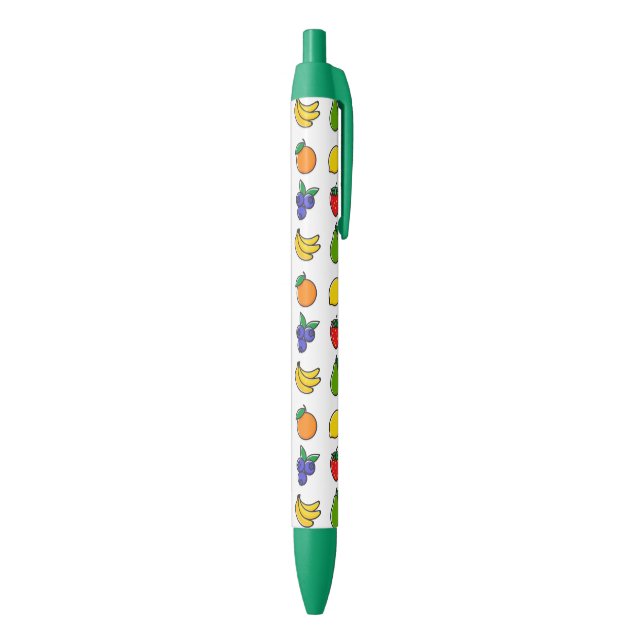 Colorful Mixed Fruit Pattern Black Ink Pen (Bottom (Vertical))