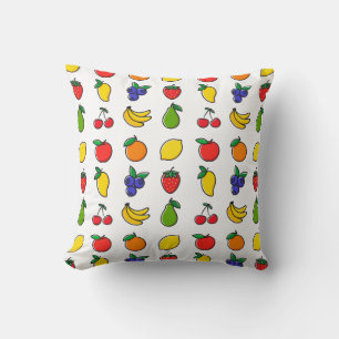 Colorful Mixed Fruit Pattern Throw Pillow