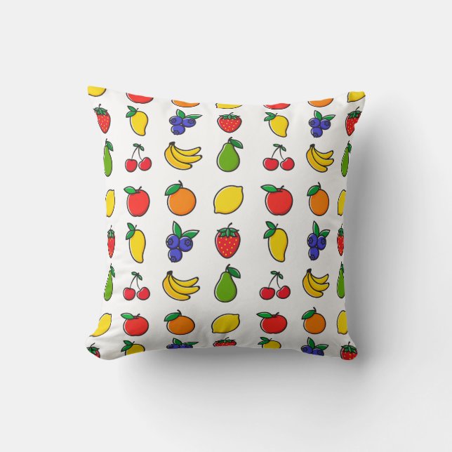 Colorful Mixed Fruit Pattern Throw Pillow (Front)
