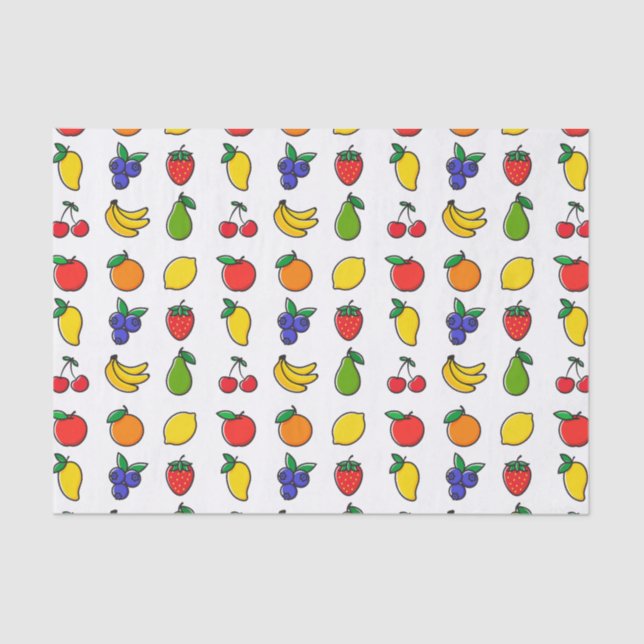 Colorful Mixed Fruit Pattern Tissue Paper (Front)