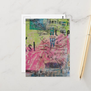 Colorful Mixed Media Retro Woodworking Diagrams Postcard