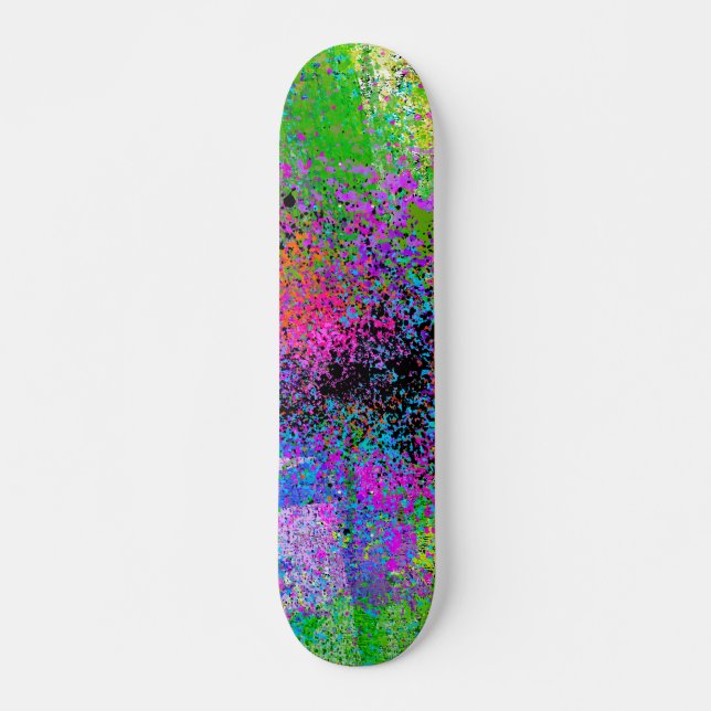 COLORFUL MODERN ABSTRACT PAINT SPLATTER SKATEBOARD (Front)