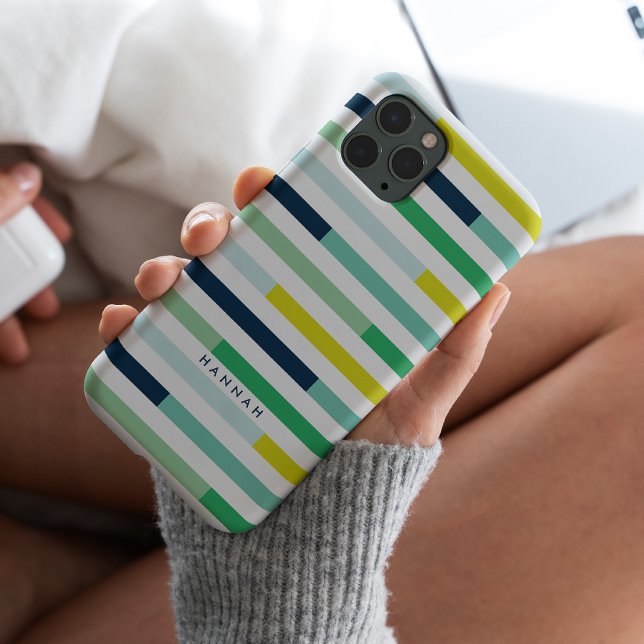 Colorful Modern Blue Green Turquoise Stripes Case-Mate iPhone Case (Creator Uploaded)