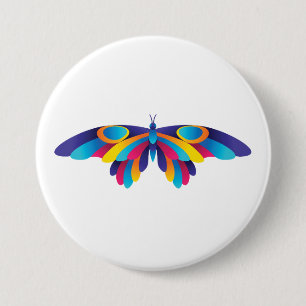 Colorful Modern Butterfly Vibrant Wings 3 Inch Round Button