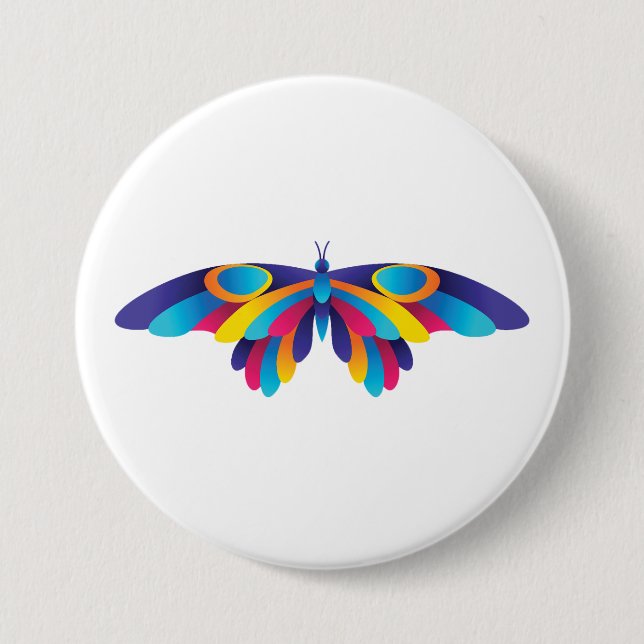 Colorful Modern Butterfly Vibrant Wings 3 Inch Round Button (Front)