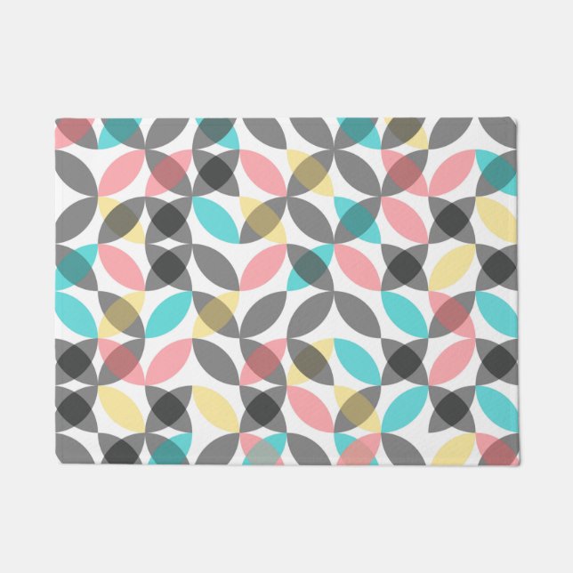 Colorful, modern, cheerful circular geometric doormat (Front)