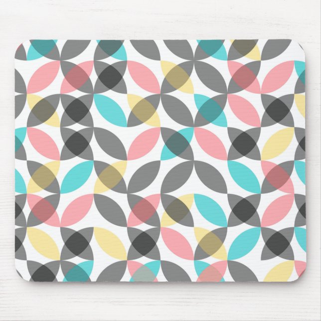 Colorful, modern, cheerful circular geometric mouse pad (Front)