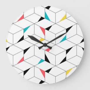 Colorful, modern, cheerful, trendy happy cubes large clock