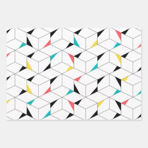 Colorful, modern, cheerful, trendy happy cubes wrapping paper sheet