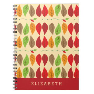 Colorful Modern Fall Leaf Pattern  Notebook