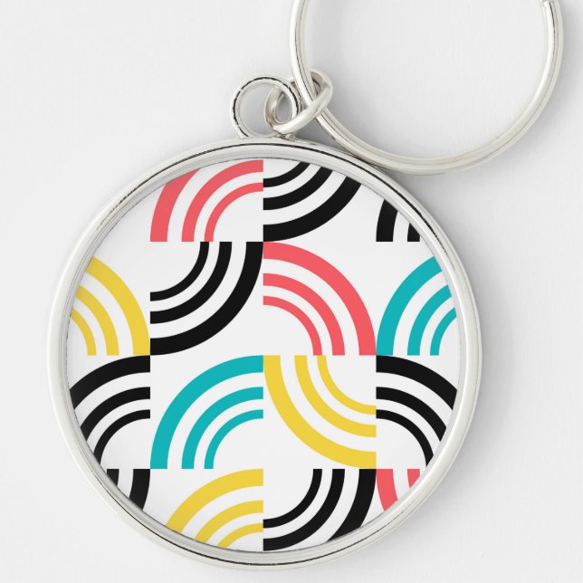 Colorful, modern, fun, cheerful geometric graphic keychain (Front)
