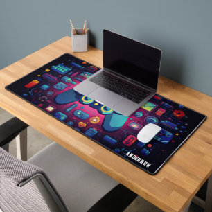 Colorful Modern gaming Space Personalized Name  Desk Mat