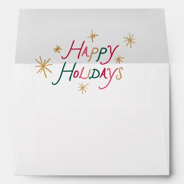 Colorful Modern Happy Holidays Christmas Envelope (Back (Bottom))