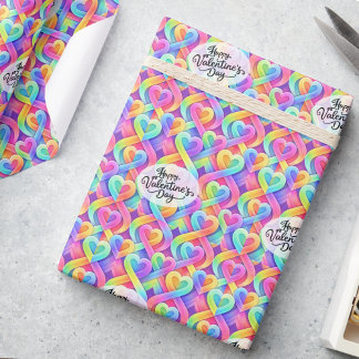 Colorful Modern Hearts Pattern Valentine’s Day  Wrapping Paper
