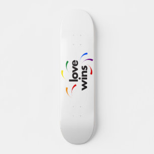 Colorful, modern, playful design of Love Wins Skateboard