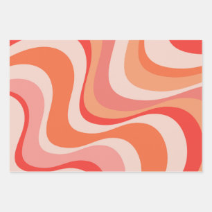 Colorful modern retro waves design wrapping paper sheet