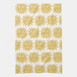 Colorful Modern Suns Yellow Pattern Kitchen Towel