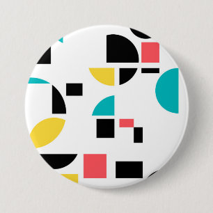 Colorful, modern, trendy, fun, cheerful geometric 3 inch round button