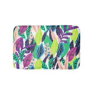 Colorful Modern Tropical Botanical Bath Mat