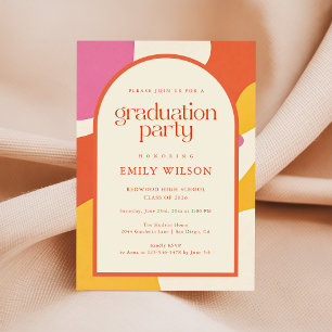 Colorful Modern Vintage Retro Graduate Graduation Announcement