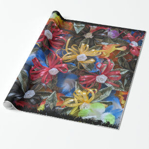 Colorful money lei design gift wrapping paper