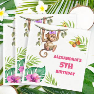 Colorful Monkey Jungle Child's 5th Birthday Napkin