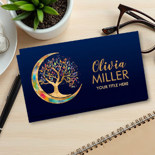 Colorful Moon Tree of life Business Card