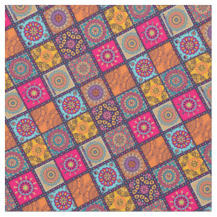 Colorful Moroccan mandala ethnic print Fabric