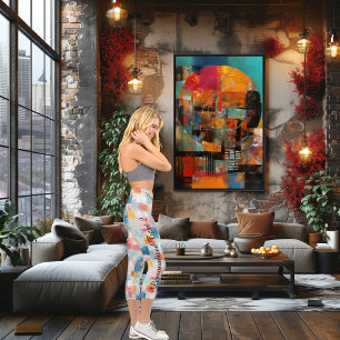 Colorful Mosaic: Abstract Pastel Geometric Pattern Capri Leggings