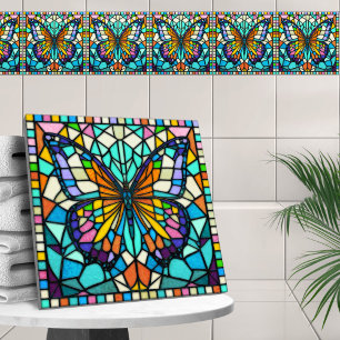 Colorful Mosaic Butterfly  Tile