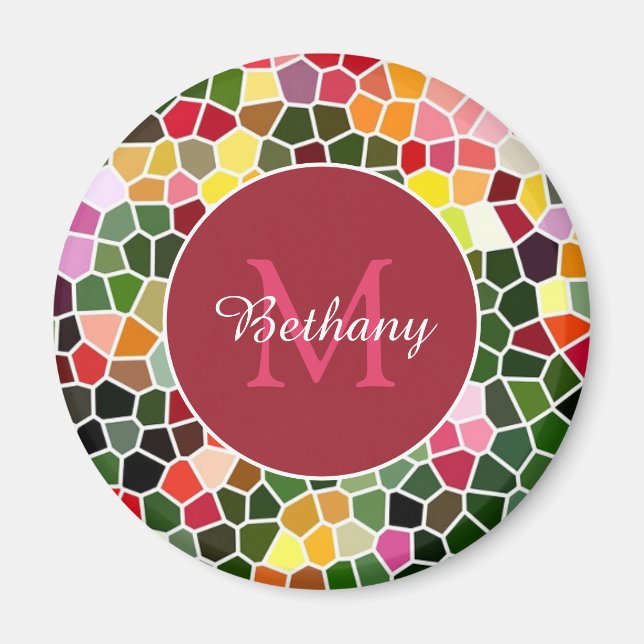 Colorful Mosaic Pattern Personalised Magnet (Front)