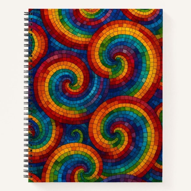 Colorful Mosaic Swirls Deluxe Notebook (Front)